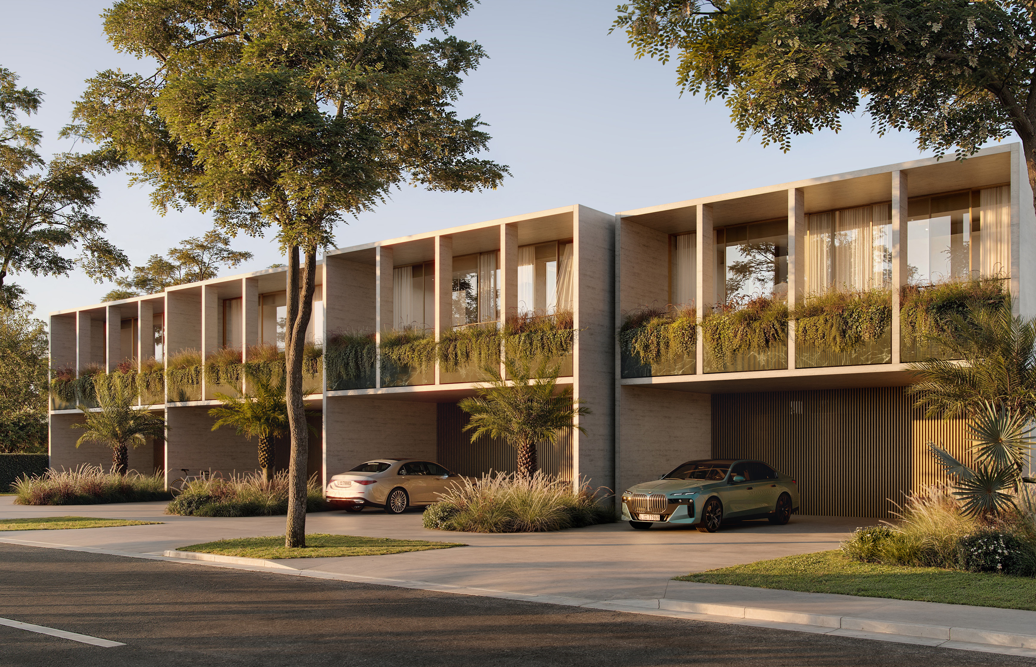 Sunrise Valley villa exterior at sunset