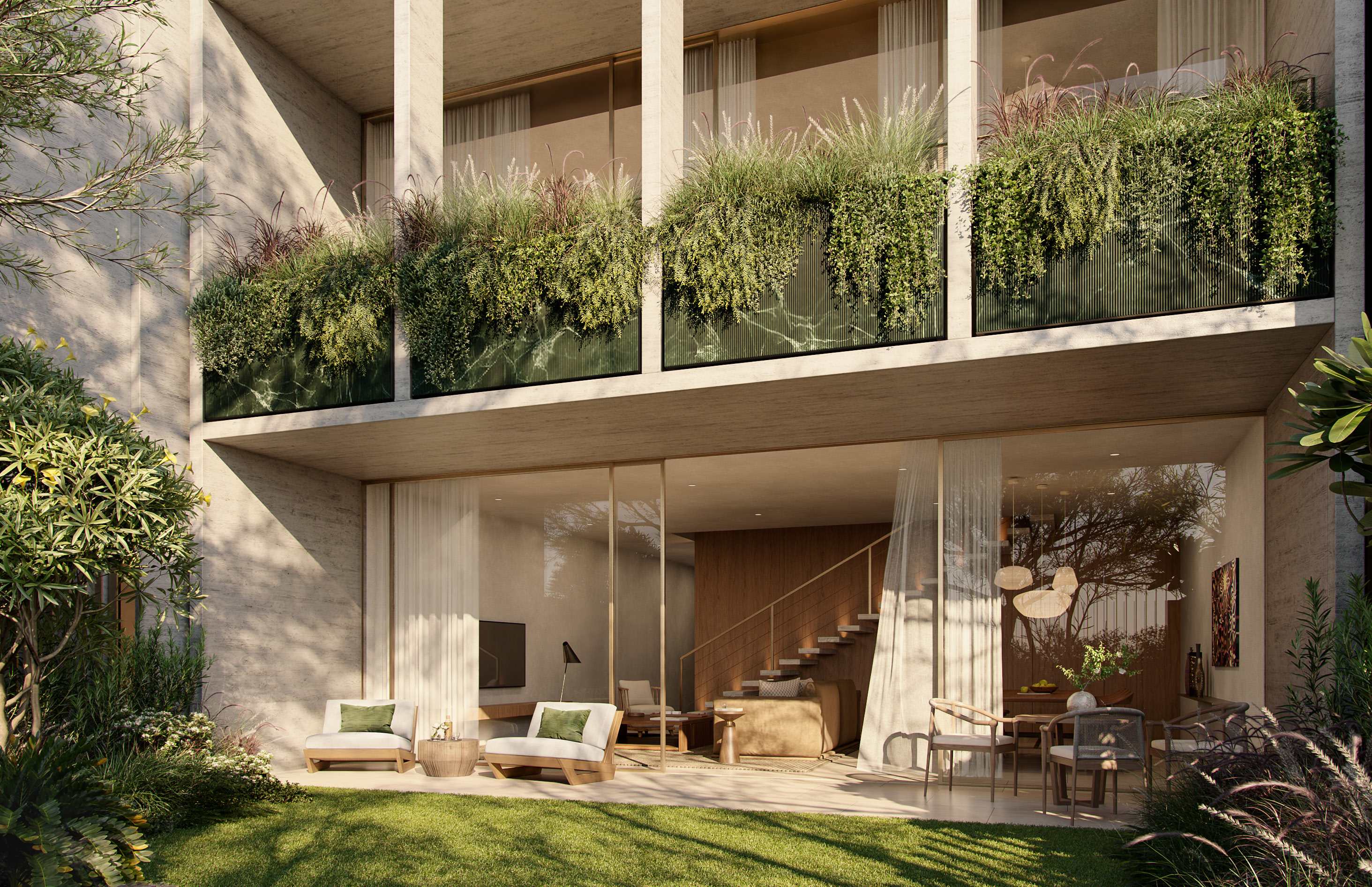 Villa garden and outdoor living area